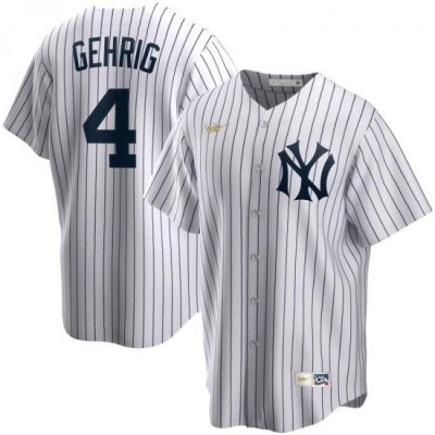 Men NeW York Yankees 4 Lou Gehrig Nike Home CooperstoWn Collection Player MLB Jersey White