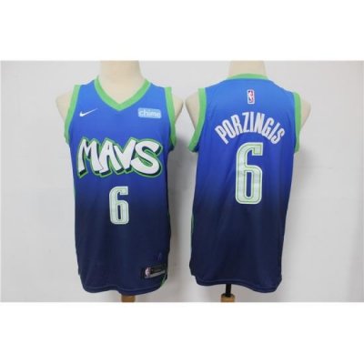 Mavericks 6 Kristaps Porzingis Blue 2020 City Edition Nike Swingman Jersey