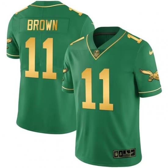 Men Philadelphia Eagles 11 A J  Brown Green gold Vapor Untouchable Limited Stitched Football Jersey