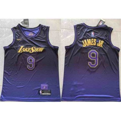 Men Los Angeles Lakers 9 Bronny James Purple 2024 City Edition Stitched Basketball Jersey