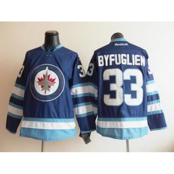 Youth kids 2012 Winnipeg Jets 33 Dustin Byfuglien Blue jersey