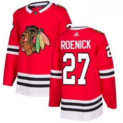 Mens Adidas Chicago Blackhawks 27 Jeremy Roenick Authentic Red Home NHL Jersey