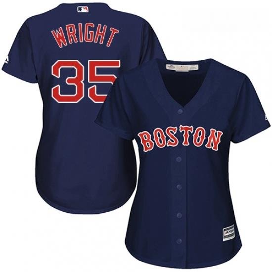 Womens Majestic Boston Red Sox 35 Steven Wright Authentic Navy Blue Alternate Road MLB Jersey