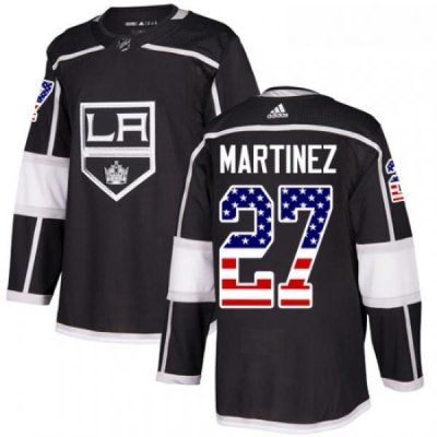 Youth Adidas Los Angeles Kings 27 Alec Martinez Authentic Black USA Flag Fashion NHL Jersey