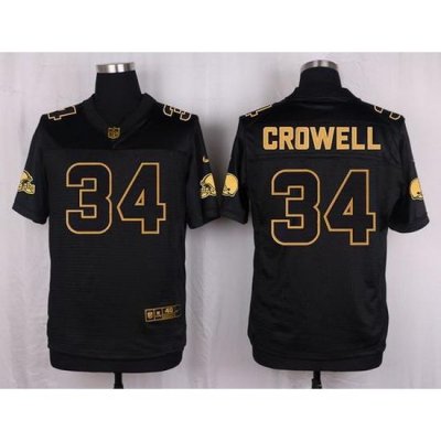 Nike Browns #34 Isaiah Crowell Black Mens Stitched NFL Elite Pro Line Gold Collection Jersey