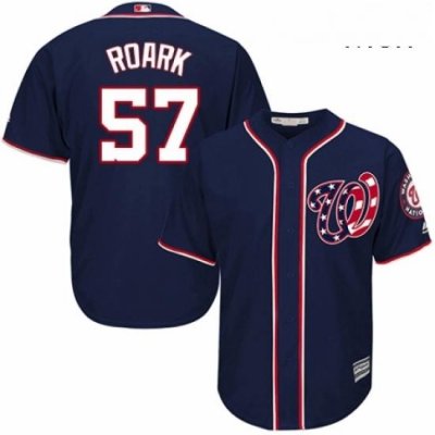 Mens Majestic Washington Nationals 57 Tanner Roark Replica Navy Blue Alternate 2 Cool Base MLB Jersey