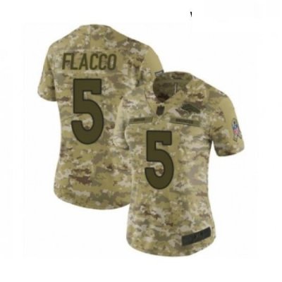 Womens Denver Broncos 5 Joe Flacco Limited Camo 2018 Salute to Service Football Jersey