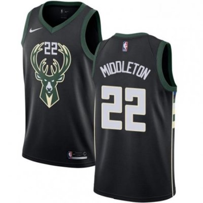 Youth Nike Milwaukee Bucks 22 Khris Middleton Swingman Black Alternate NBA Jersey Statement Edition