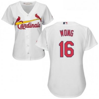 Womens Majestic St Louis Cardinals 16 Kolten Wong Replica White Home Cool Base MLB Jersey