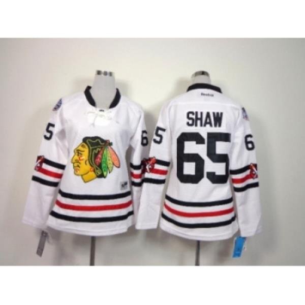 NHL Women chicago blackhawks #65 shaw white jerseys(2015 new classic)