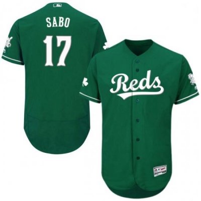 Mens Majestic Cincinnati Reds 17 Chris Sabo Green Celtic Flexbase Authentic Collection MLB Jersey