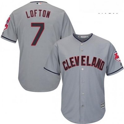 Mens Majestic Cleveland Indians 7 Kenny Lofton Replica Grey Road Cool Base MLB Jersey