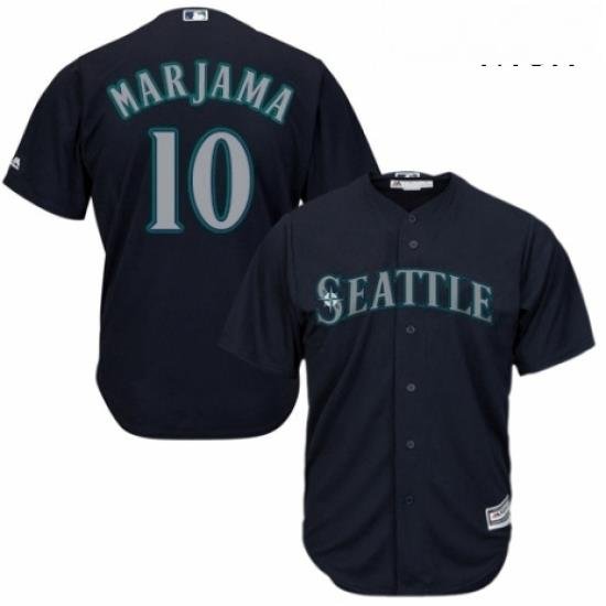 Mens Majestic Seattle Mariners 10 Mike Marjama Replica Navy Blue Alternate 2 Cool Base MLB Jersey