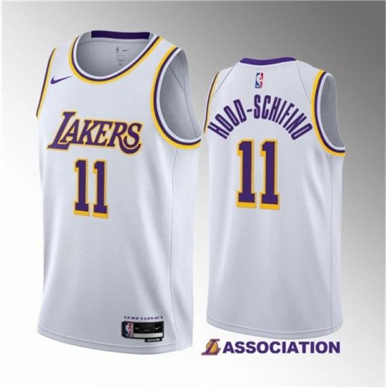 Men Los Angeles Lakers 11 Jalen Hood Schifino White 2023 Draft Association Edition Stitched Basketball Jersey