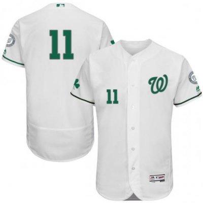 Mens Majestic Washington Nationals 11 Ryan Zimmerman White Celtic Flexbase Authentic Collection MLB Jersey