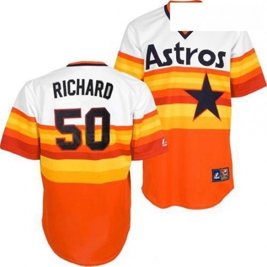 Mens Mitchell and Ness Houston Astros 50 JR Richard Replica WhiteOrange ThroWback MLB Jersey