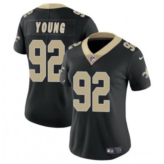 Women New Orleans Saints 92 Chase Young Black Vapor Stitched Game Jersey