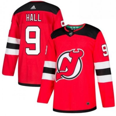 Mens Adidas New Jersey Devils 9 Taylor Hall Authentic Red Home NHL Jersey