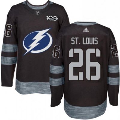 Mens Adidas Tampa Bay Lightning 26 Martin St Louis Authentic Black 1917 2017 100th Anniversary NHL Jersey