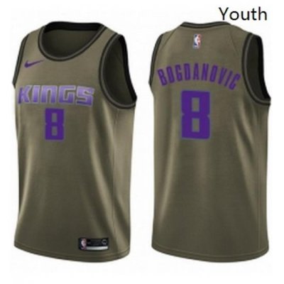 Youth Nike Sacramento Kings 8 Bogdan Bogdanovic Swingman Green Salute to Service NBA Jersey