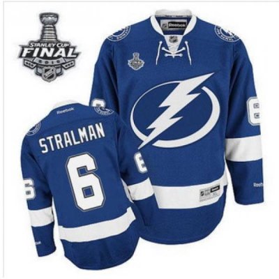 Tampa Bay Lightning #6 Anton Stralman Blue 2015 Stanley Cup Stitched NHL Jersey