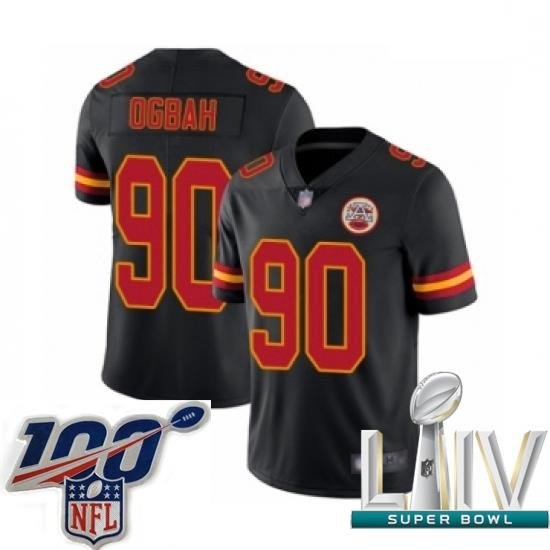 2020 Super Bowl LIV Men Kansas City Chiefs #90 Emmanuel Ogbah Limited Black Rush Vapor Untouchable Football Jersey