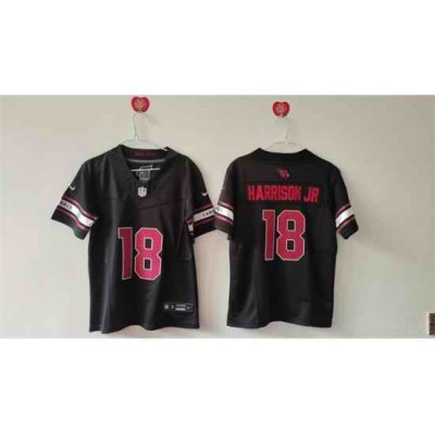 Youth Arizona Cardinals 18 Marvin Harrison Jr Black 2024 Draft F U S E Vapor Untouchable Limited Stitched Football Jersey