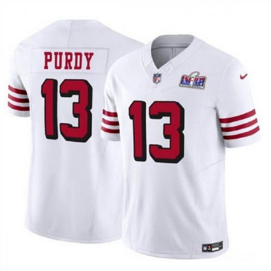 Men San Francisco 49ers 13 Brock Purdy 2023 F U S E  New White Vapor Untouchable Limited Stitched Football 2024 Super Bowl LVIII Jersey