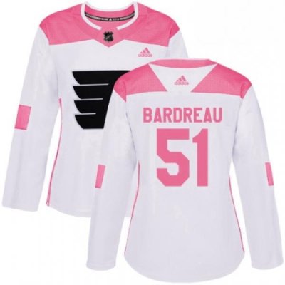 Womens Adidas Philadelphia Flyers 51 Cole Bardreau Authentic WhitePink Fashion NHL Jersey