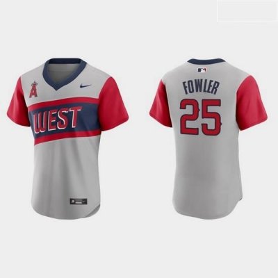 Men Los Angeles Angels 25 Dexter FoWler Men Nike Gray 2021 Little League Classic Authentic MLB Jersey