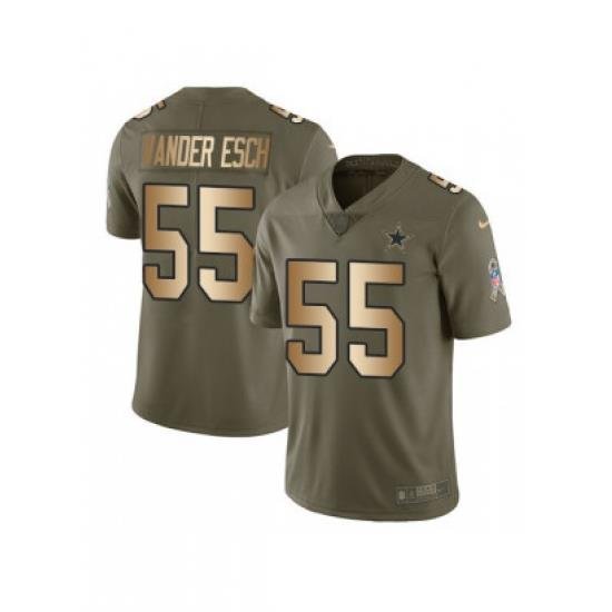 Men Vander Esch Dallas Cowboys Limited Olive 2017 Salute To Service Jersey  Gold