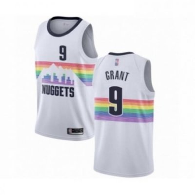 Mens Denver Nuggets 9 Jerami Grant Authentic White Basketball Jersey City Edition