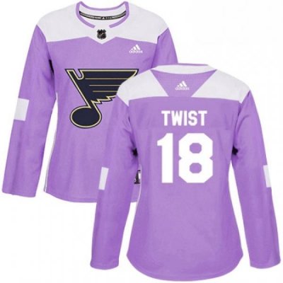 Womens Adidas St Louis Blues 18 Tony Twist Authentic Purple Fights Cancer Practice NHL Jersey