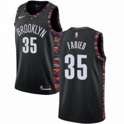 Mens Nike Brooklyn Nets 35 Kenneth Faried Swingman Black NBA Jersey 2018 19 City Edition