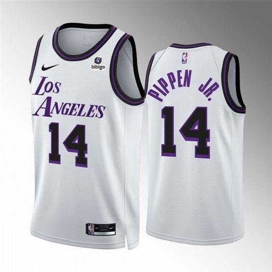 Men Los Angeles Lakers 14 Scottie Pippen Jr  White City Edition Stitched Basketball Jersey