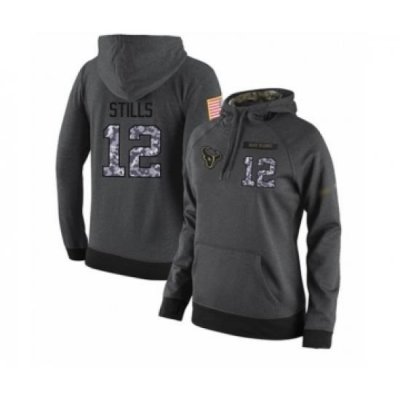 Football Womens Houston Texans 12 Kenny Stills Stitched Black Anthracite Salute to Service Player Performance Hoodie