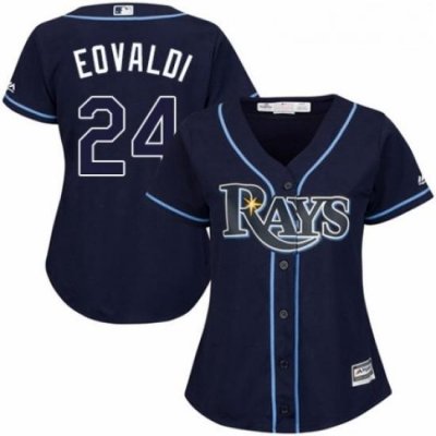 Womens Majestic Tampa Bay Rays 24 Nathan Eovaldi Replica Navy Blue Alternate Cool Base MLB Jersey