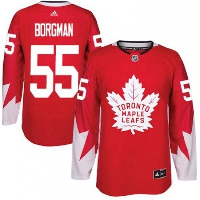 Mens Adidas Toronto Maple Leafs 55 Andreas Borgman Authentic Red Alternate NHL Jersey