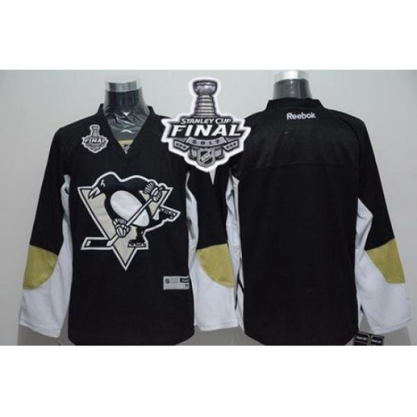 Penguins Blank Black 2017 Stanley Cup Final Patch Stitched NHL Jersey