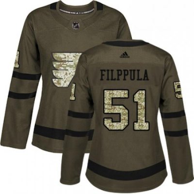 Womens Adidas Philadelphia Flyers 51 Valtteri Filppula Authentic Green Salute to Service NHL Jersey