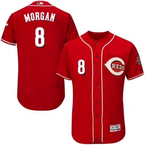 Mens Majestic Cincinnati Reds 8 Joe Morgan Red Alternate Flex Base Authentic Collection MLB Jersey