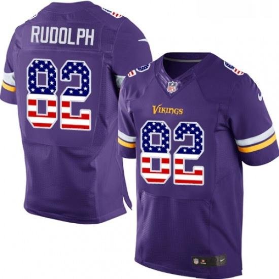 Mens Nike Minnesota Vikings 82 Kyle Rudolph Elite Purple Home USA Flag Fashion NFL Jersey