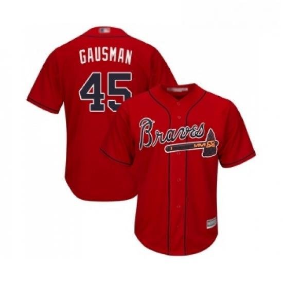 Youth Atlanta Braves 45 Kevin Gausman Replica Red Alternate Cool Base Baseball Jersey