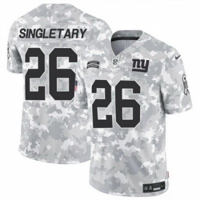 Men New York Giants 26 Devin Singletary 2024 F U S E Arctic Camo Salute To Service Limited Stitched Football Jersey