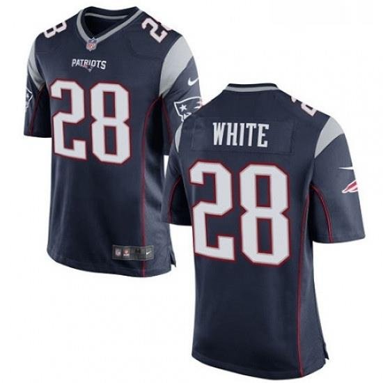 Mens Nike New England Patriots 28 James White Game Navy Blue Team Color NFL Jersey