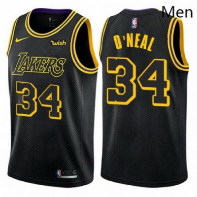 Mens Nike Los Angeles Lakers 34 Shaquille ONeal Authentic Black City Edition NBA Jersey