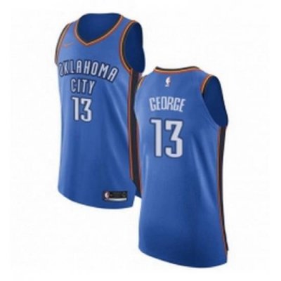 Womens Nike Oklahoma City Thunder 13 Paul George Authentic Royal Blue Road NBA Jersey Icon Edition