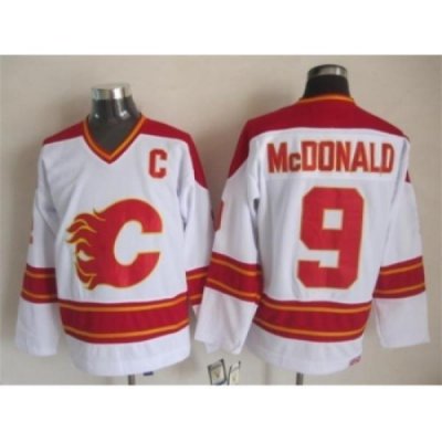 NHL Calgary Flames #9 Lanny McDonald White CCM Throwback Jerseys