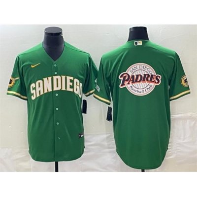 Men San Diego Padres Green Team Big Logo Cool Base Stitched Baseball Jersey 001