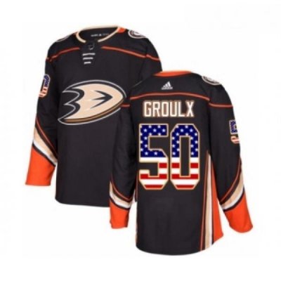 Youth Adidas Anaheim Ducks 50 Benoit Olivier Groulx Authentic Black USA Flag Fashion NHL Jersey